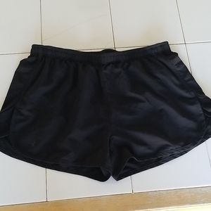 All black UA shorts